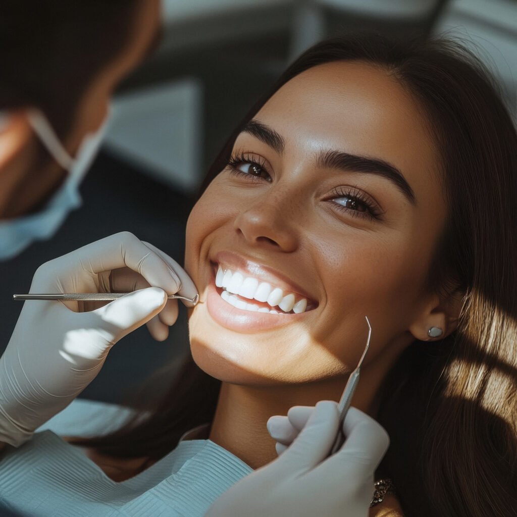 woman taking teeth treatment from professional denting - wow dental
